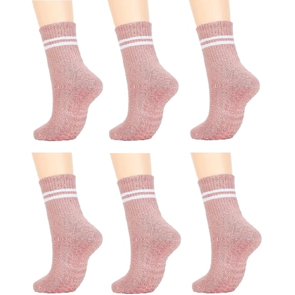 3Pairs Pilates Socks with Grips for Women Yoga & Barre - Non Slip