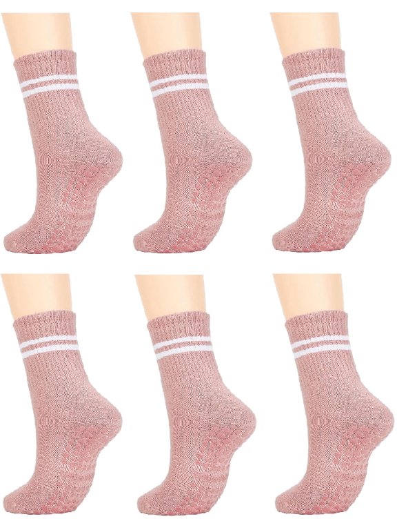 3Pairs Pilates Socks with Grips for Women Yoga & Barre - Non Slip