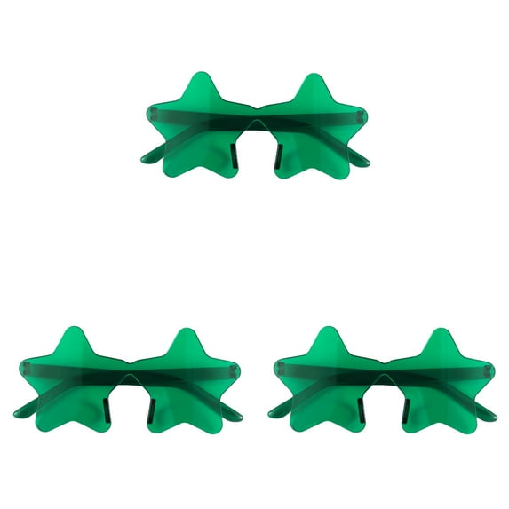 3Pairs Transparent Candy Colored Star Sunglasses Rimless Pentagram Design, Bulk Party Glasses for Favors, Christmas Events, , Festival Celebrations and Themed Parties