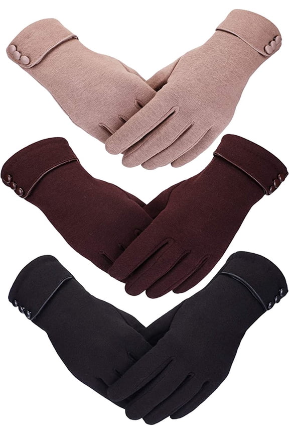 3Pairs Warm Touch Screen Gloves, Women Winter Gloves Fleece Lined Windproof Gloves for Women Gifts Stocking Stuffers