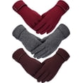 thumbnail image 1 of 3Pairs Warm Touch Screen Gloves, Women Winter Gloves Fleece Lined Windproof Gloves for Women Gifts Stocking Stuffers, 1 of 7