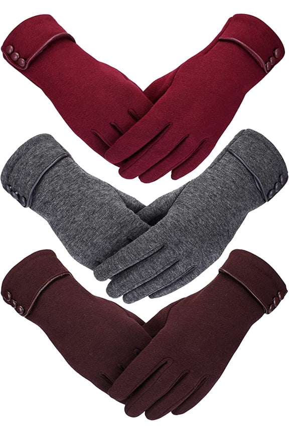 3Pairs Warm Touch Screen Gloves, Women Winter Gloves Fleece Lined Windproof Gloves for Women Gifts Stocking Stuffers