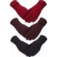 thumbnail image 1 of Dalrosia  3Pairs Warm Touch Screen Gloves, Women Winter Gloves Fleece Lined Windproof Gloves for Women Gifts Stocking Stuffers, 1 of 7