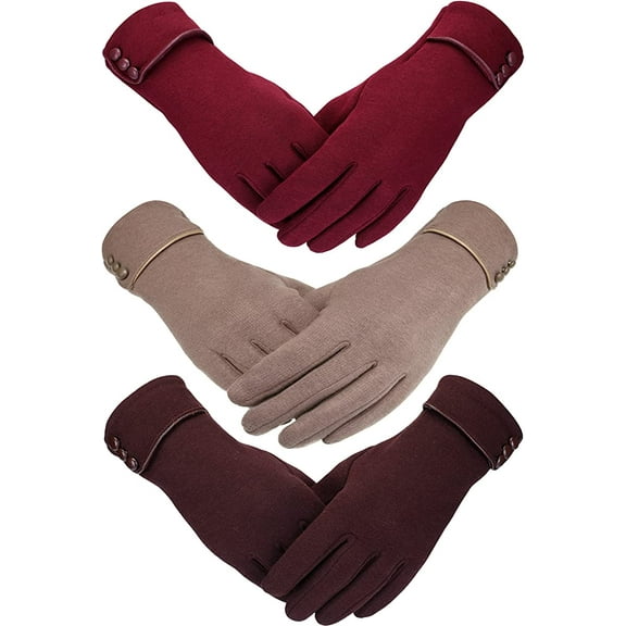 3Pairs Warm Touch Screen Gloves, Women Winter Gloves Fleece Lined Windproof Gloves for Women Gifts Stocking Stuffers