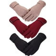 thumbnail image 1 of 3Pairs Warm Touch Screen Gloves, Women Winter Gloves Fleece Lined Windproof Gloves for Women Gifts Stocking Stuffers, 1 of 7