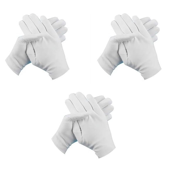 3Pairs White Cotton Gloves for Dry Hands SPA Moisturizing - Work Glove Liners for Serving Costume Jewelry Inspection, Durable Portable Sleeping Gloves for Men and Women, Easy to Use(White1,7.5x3.5")