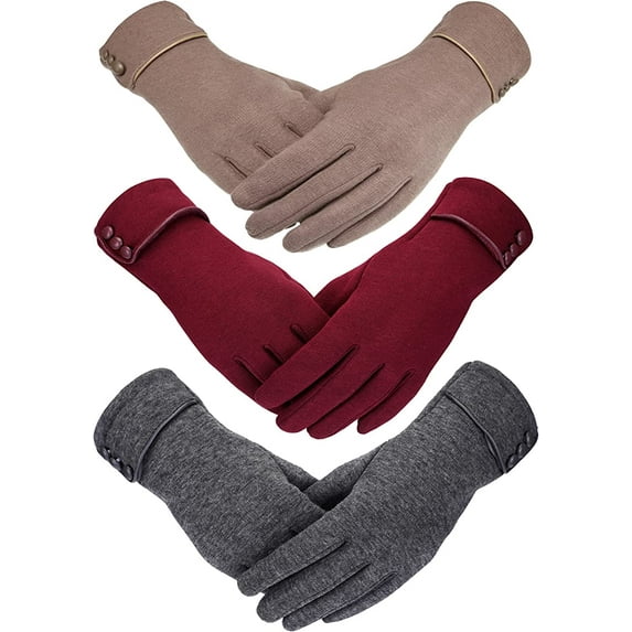 3Pairs Womens Winter Warm Gloves, Touchscreen Texting Fleece Lined Windproof Driving Gloves Hand Warmer