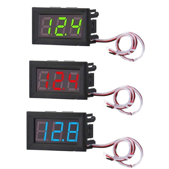 3Pc 0.56In 3Wire Led Digital Dc Voltmeter Dc0V-30V Reverse Connection Protection
