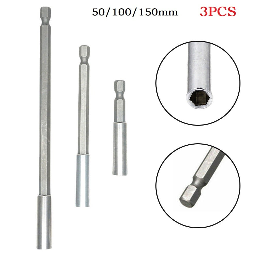 3Pc 1/4 Inch Hex Quick Release Magnetic Screwdriver Extension Bit ...