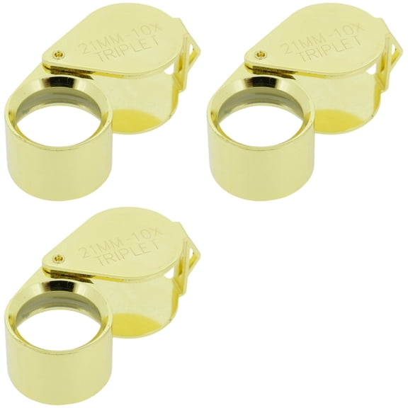 3Pc 10x Round Triplet Loupe Golden Colored 21mm
