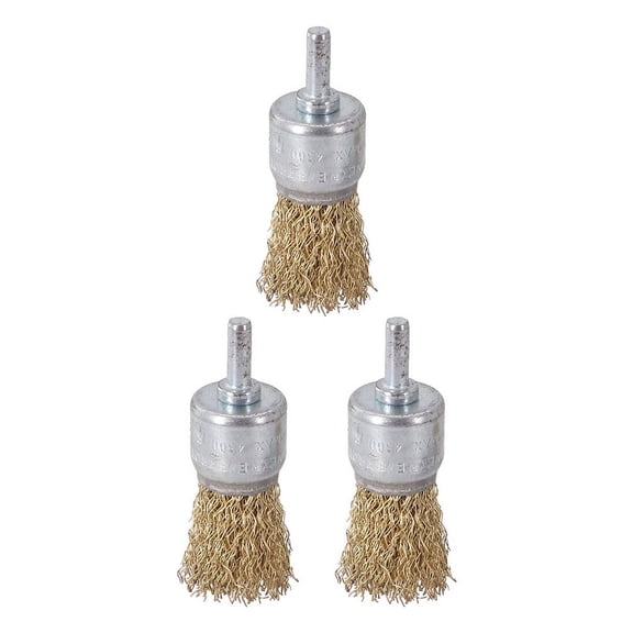 3Pc 25Mm End Wire Brush Rotary Brass Wire Brush Crimp Cup Set Wheel For Drill Rust Paint Removal Tool Power Tools Smile Home