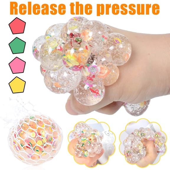 3Pc 2Ml Non-Toxic Grapes-Shaped Ball Hand-Squeeze Sensory Fidget Toys Set - Soft Squishy Flexible Easy To Grip Relaxing Hand-Squeeze Sensory Fidget Tools For Stress & Anxiety