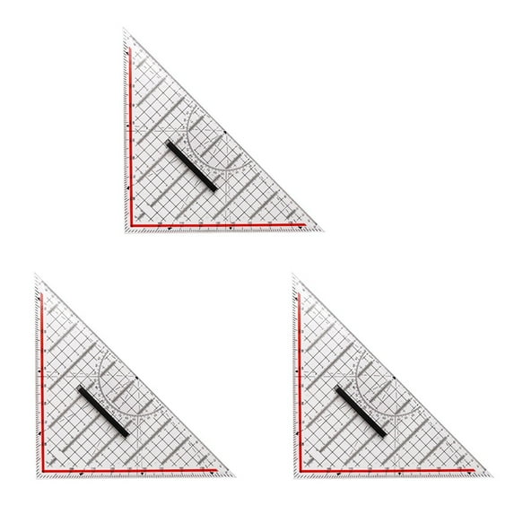 3Pc 30CM Drawing Triangle Ruler Multi-Function Drawing Design Ruler with Handle Protractor Measurement Ruler Stationery
