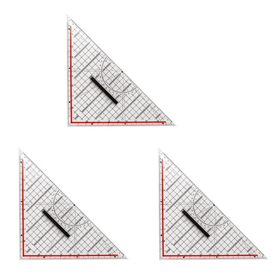 3Pc 30CM Drawing Triangle Ruler Multi-Function Drawing Design Ruler with Handle Protractor Measurement Ruler Stationery