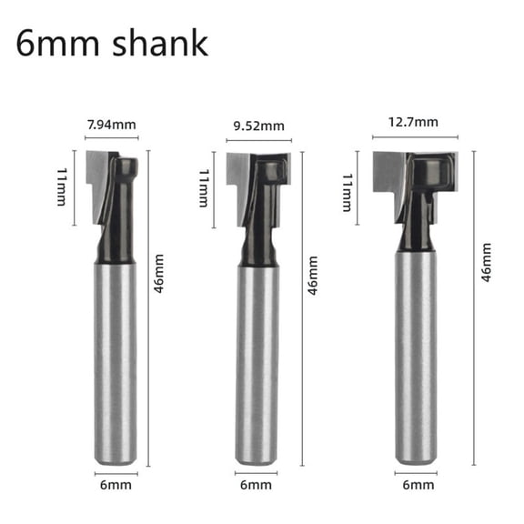 3Pc 6Mm1/4 Shank T-Slot Cutter Router Bit Hex Bolt Key Hole Bit Milling Cutter 6Mm