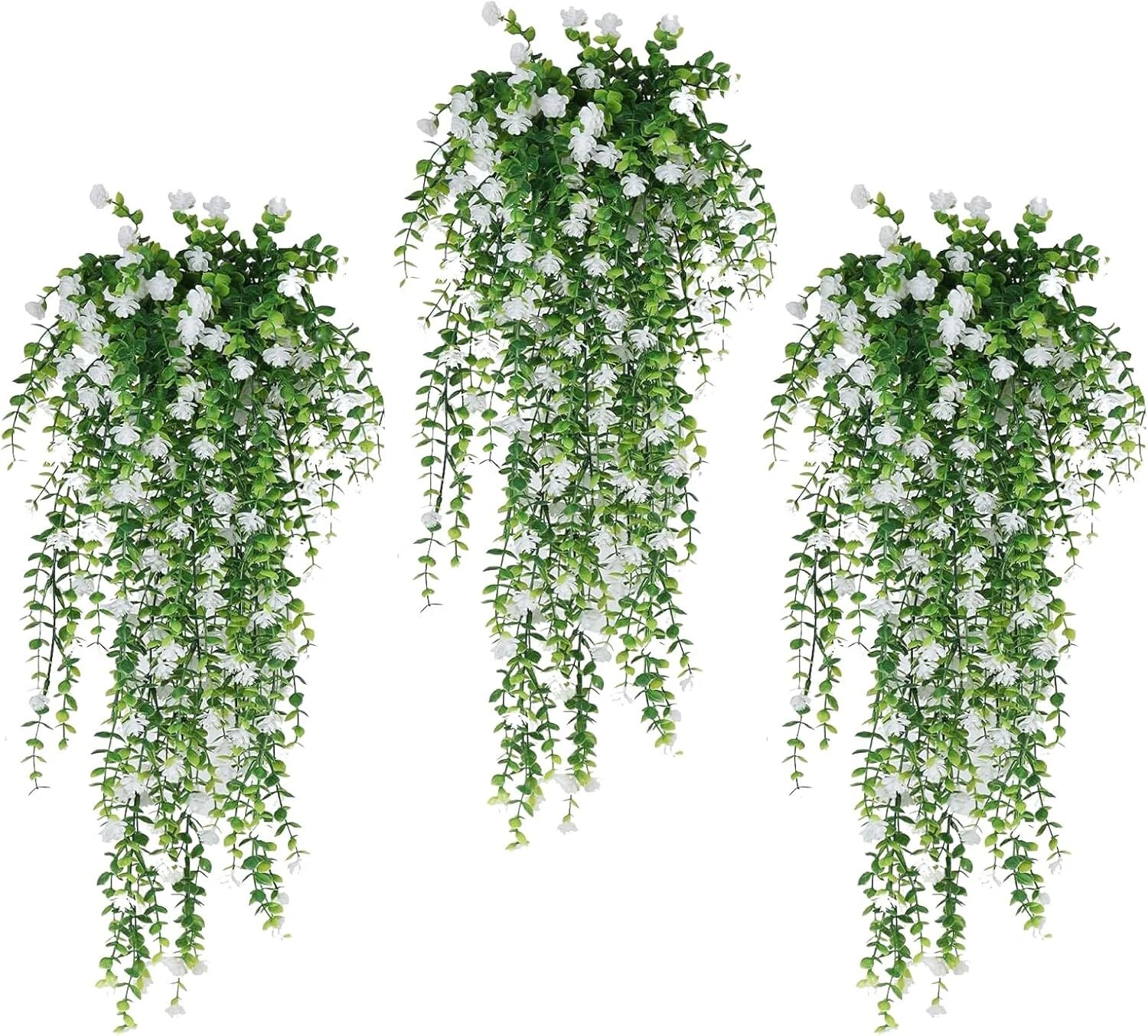 3Pc Artificial Fern Hanging Plant Fake Eucalyptus Vine Home Garden ...
