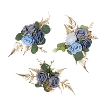 3Pc Artificial Forest-Themed Red Rose Flower Cake Decoration, Realistic Faux Floral Ornament For Wedding Chair Back Hanging, Party Table Centerpiece, Wedding Decoration Set With