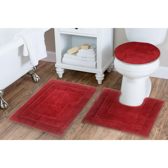 3Pc Bathmat Logan Red