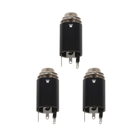3Pc Black Guitar Endpin Jack 6.35 Input for Any Guitar Eq Pickup Output Guitar Parts & Accessories,3 x Guitar Endpin Jack,Black