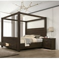 thumbnail image 1 of 3Pc Brown Queen Canopy Storage Bed 2x Nightstand Set Bedroom Furniture, 1 of 4