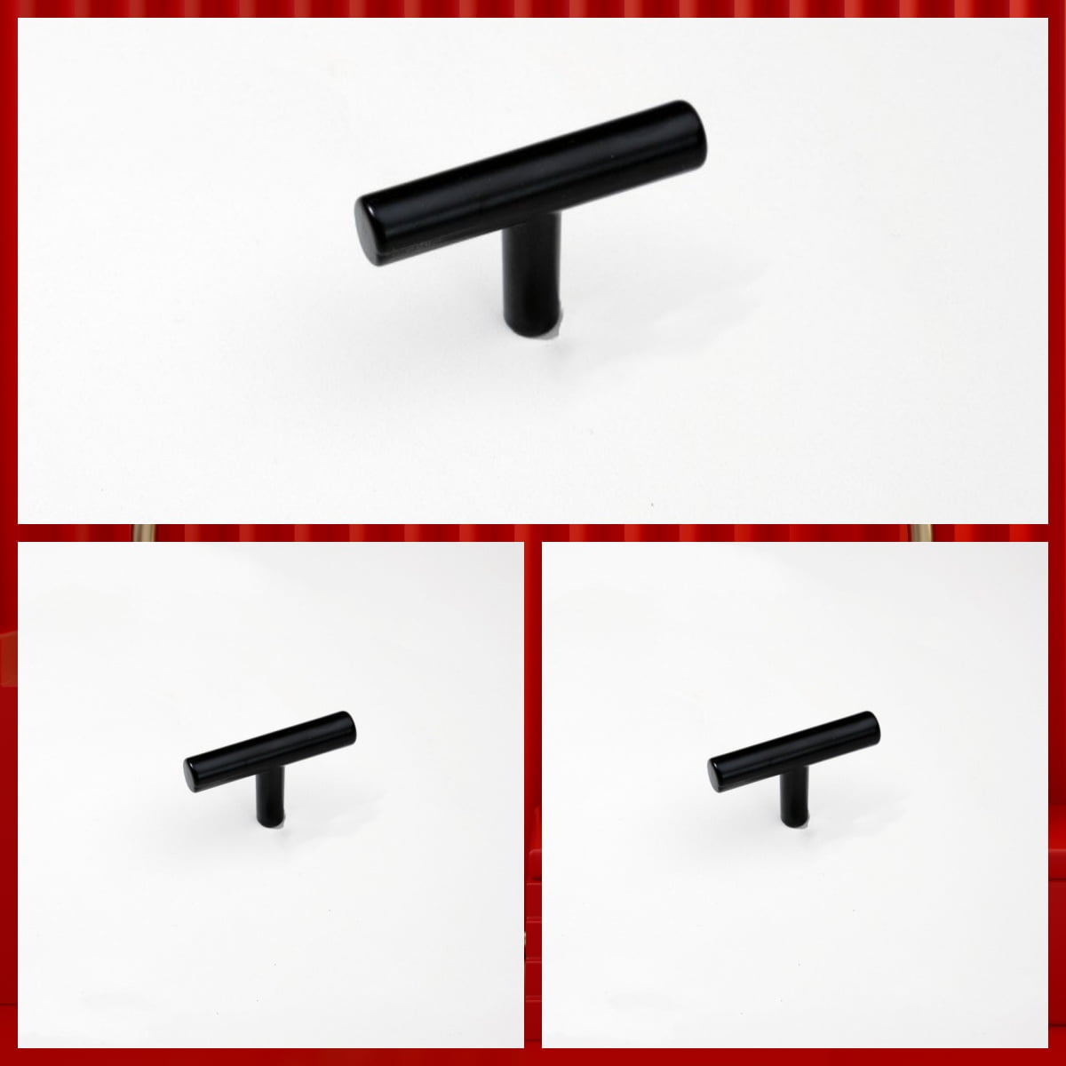 3Pc Cabinet Knobs, Black Cabinet Handles 2In Kitchen Cabient Knobs ...
