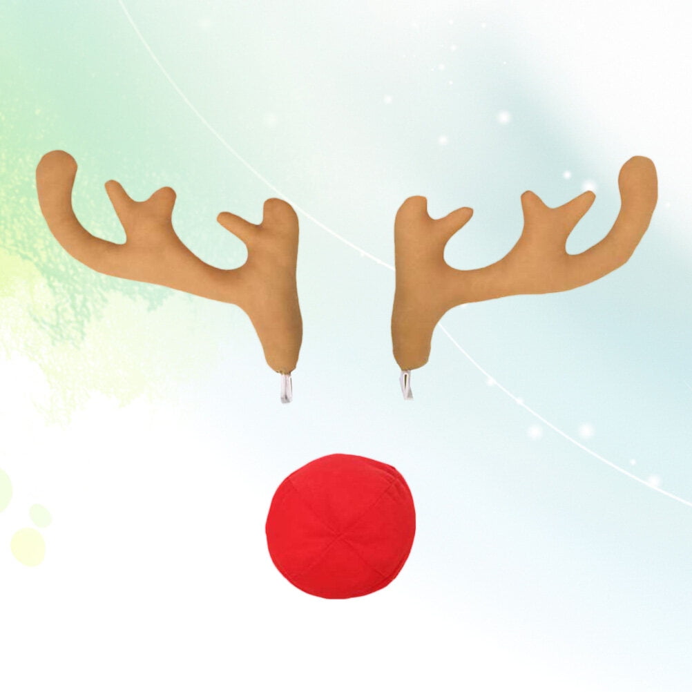 3Pc Car Antlers with Nose Funny Christmas Decorations Kit for Vehicles
