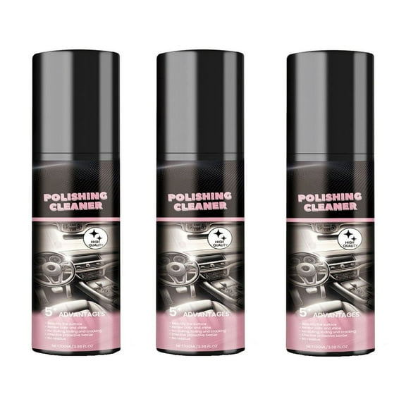 3Pc Car Interior Polishing Agent, 100ml All-in-One Cleaner and Protectant for Dashboard Trim, Restores Shine with Anti-Static UV Protection, Easy Wipe-On Formula