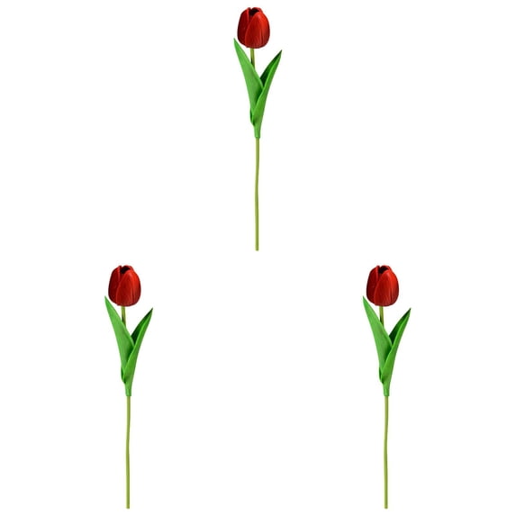 3Pc Clearance Under $3 Artificial Tulips Fake Tulip For Livingroom, Pu Rich Color Depth (F)