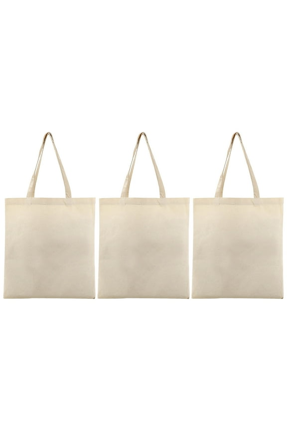 3Pc Cotton Canvas Bag C, 3Pc Handbag, FNGZ 15.7"H X 11.8"W Cotton Reusable Shopping Bag Simple Fashion Tote Bags Decorate Your Own Gift Bag