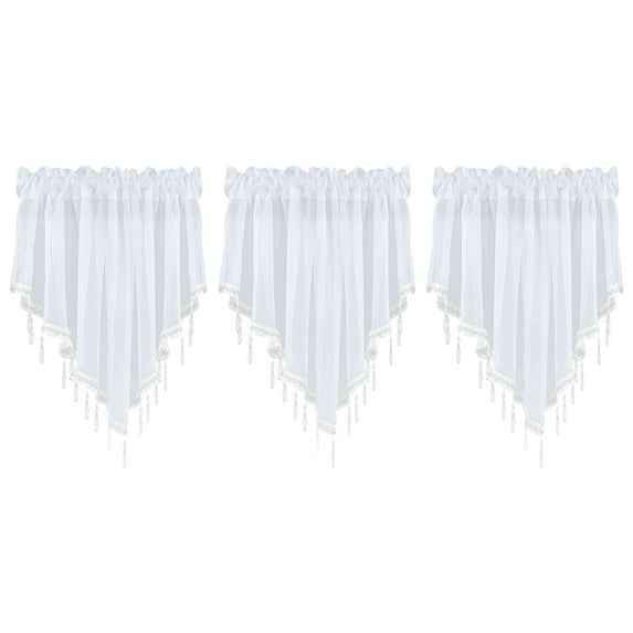 3Pc Curtains 3Pc Solid Color Finished Curtain Curtain Drapery 51X24 Bedroom Home Decor Triangle Curtain Curtain Screen Kitchen Short Curtain