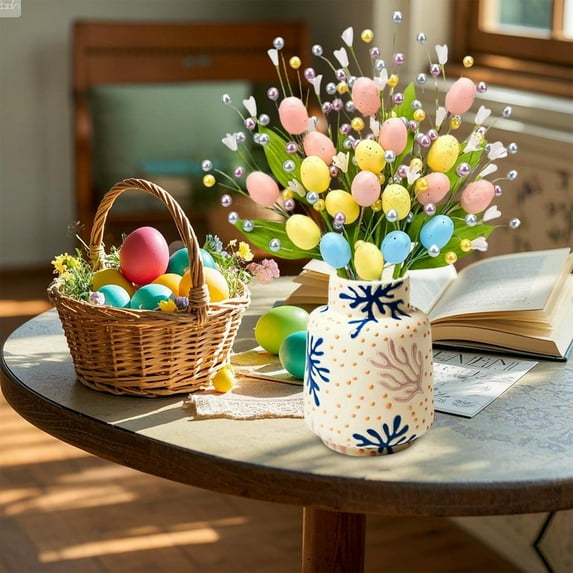 3Pc Easter Egg Berry Floral Decorative Stems Spring Easter Themed