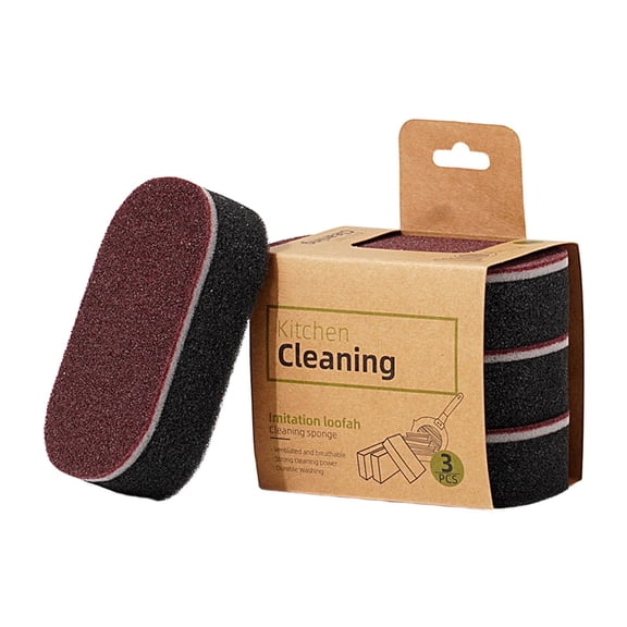3Pc Emery Sponge Cleaning Pads, Oval Scouring Eraser Sponges, Carborundum Wipe Sponge for Heavy Duty Cleaning, Abrasive Scrubber Sponge for Kitchen, Bathroom, Pots, Pans, Sinks, 2.8 x 4.6 Inch