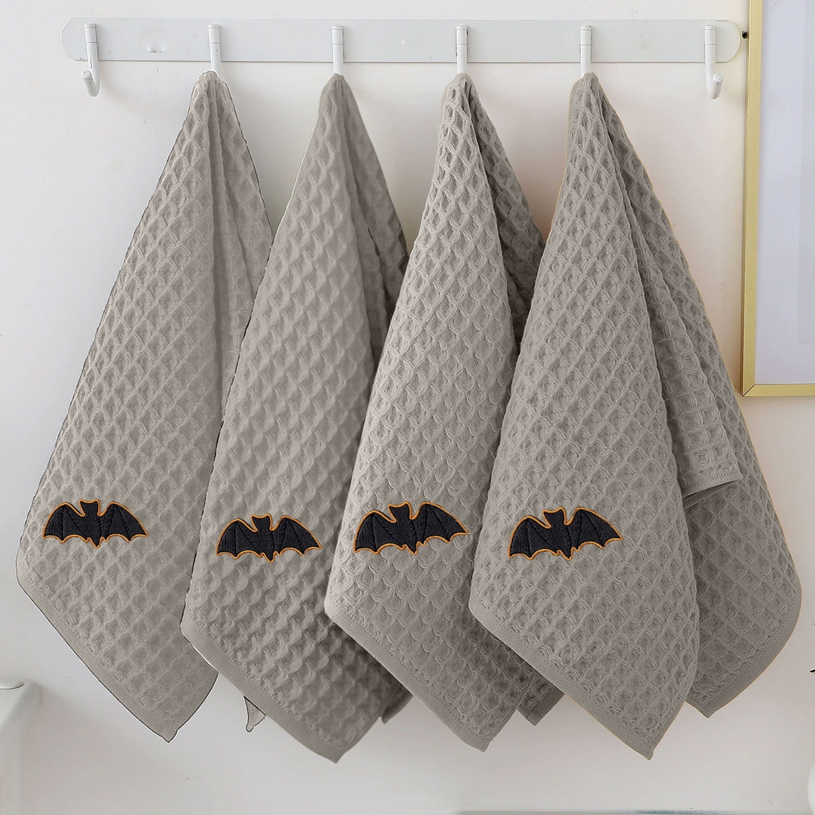 3Pc Halloween Towels Set Soft Cotton Embroidered Towels, Festive Hand — free download