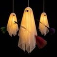 thumbnail image 1 of 3Pc Hanging Gauze Flying Ghost On Broom Ornament, Built-In Warm LED Floating Decor, Tree Pendant for Backyard, Halloween Outdoor Party Layout, 1 of 8