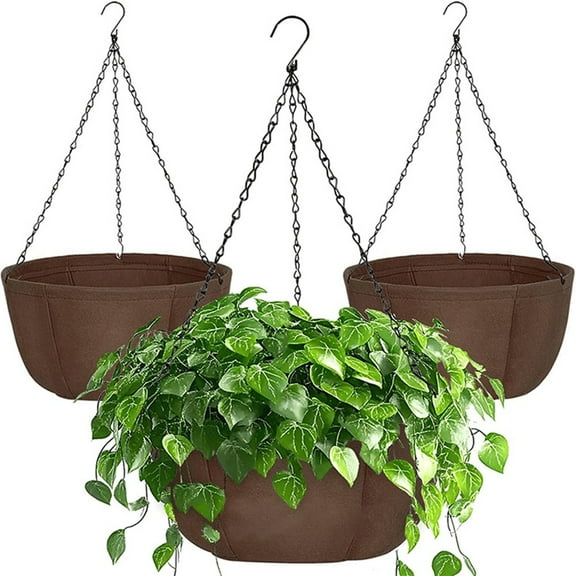 3Pc Hanging Planters For Outdoor Hanging Baskets For Plants With Rustproof Chain
