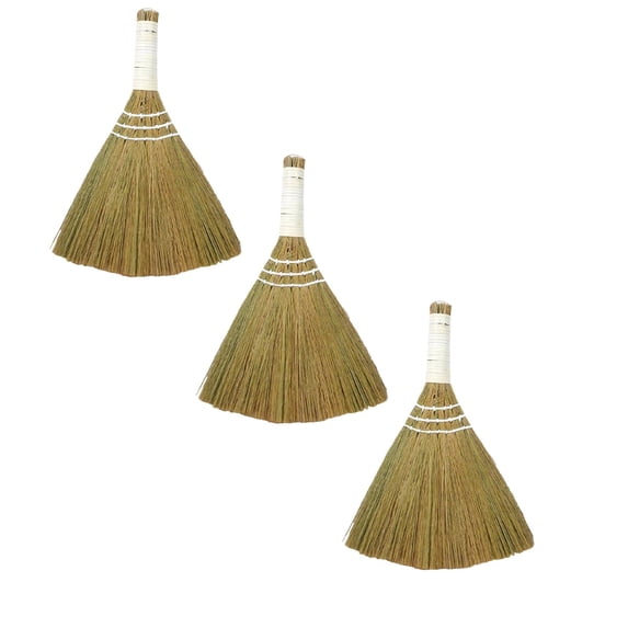 3Pc Household Floor Broom， Natural Style Household for Home Garage Hallway and Kitchen Soft Corn Sweep with Ergonomic Handle Perfect for Indoor and Outdoor Cl