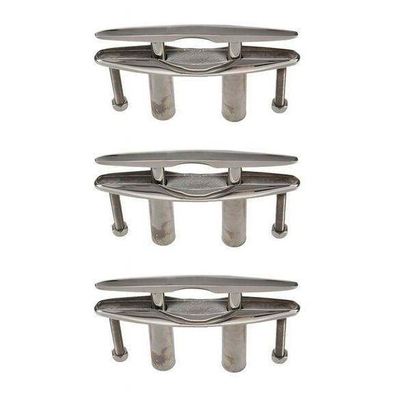3Pc Marine 316 Stainless Steel Boat Pull Up Flush Mount Lift Cleat Bolts Yacht Boats Accessories 6 Inch,3 Piece x Pull Up Cleat,Silver
