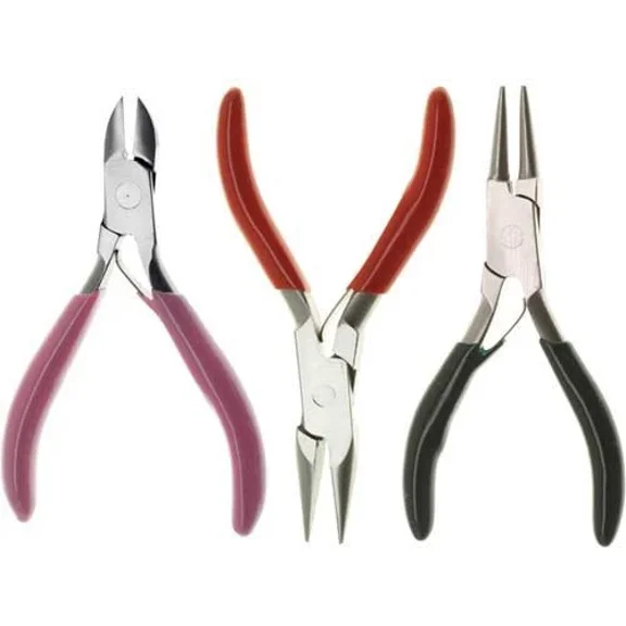 3Pc Mini Jewelers Beading Wiring Pliers Set Cutter Round Nose Stainless Steel