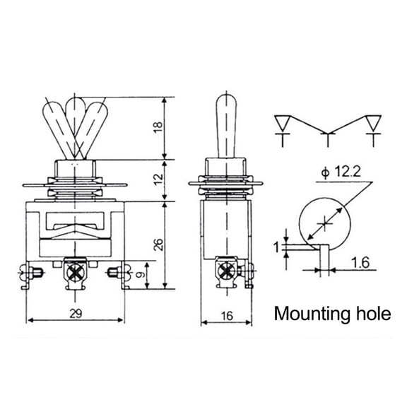 3Pc Momentary Waterproof Toggle 3 Pin Switch (On)-Off-(On) Heavy Duty 20A/125Vac Smile Home