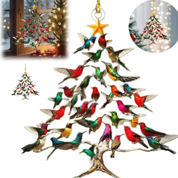 3Pc New Upgrade Hummingbird Christmas Ornament, New Stacked Hummingbird Ornament For Christmas, Upgrade Winter Colorful Stack Hummingbirds Home Decor Ornaments