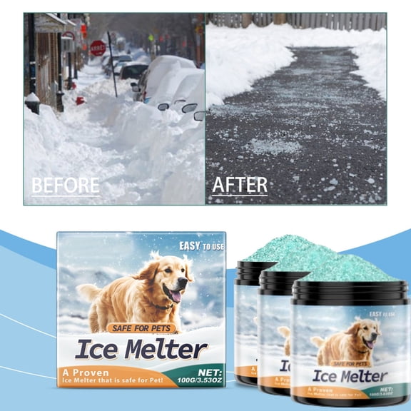 3Pc Pet-Friendly Ice Melt Pet Safe,Icing Snow Melting Agent Outdoor,Pet Safe Ice Melt For Snow & Ice,Non-Toxic Paw Friendly Deicer Granules,Quick Thawing Blend For Driveways, Sidewalks & Steps