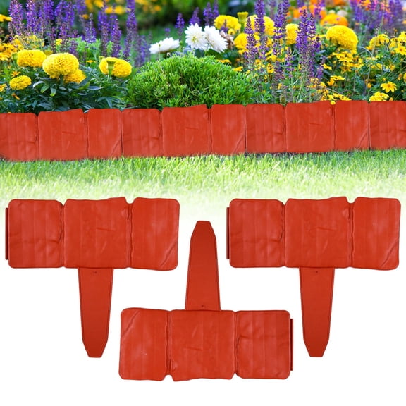 3Pc Plastic Landscape Border, Imitation Stone T-Shaped Garden Edger Border, No Dig Modular Flower Bed Divider Panels, Lawn Edge Separator, Decorative Garden Edging for Patio Yard Pathway Sidewalk