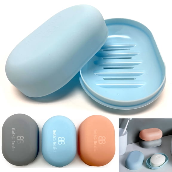 3Pc Portable Travel Bar Soap Dish Box Case Holder Container Home Bathroom Shower