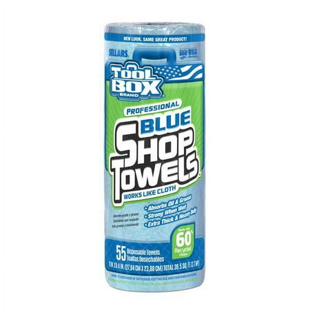3Pc Sellars 55-Count TOOLBOX Blue Shop Towels