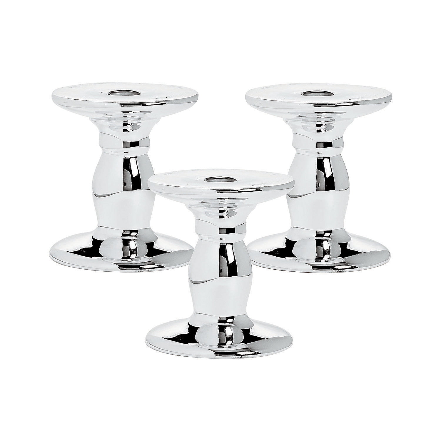 3Pc Silver Reflective Candle Holder 4In Home Decor 3 Pieces