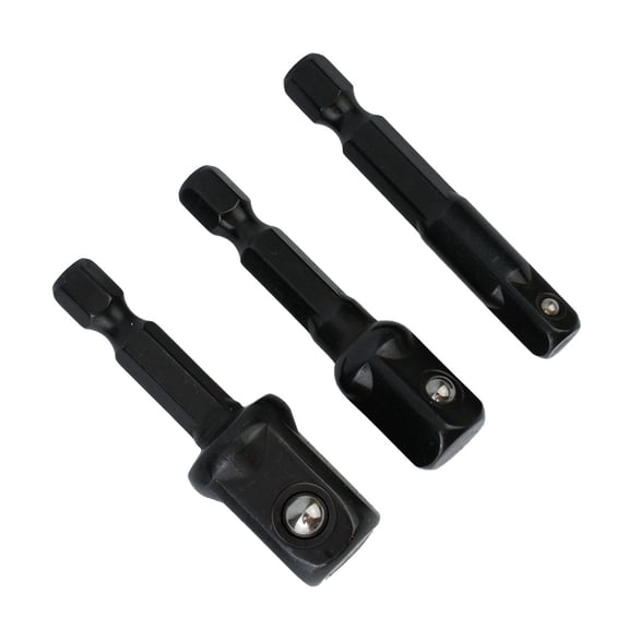 3Pc Socket Adapter 1/4 3/8 1/2Inch Nut Driver Sockets Hex Shank Extension