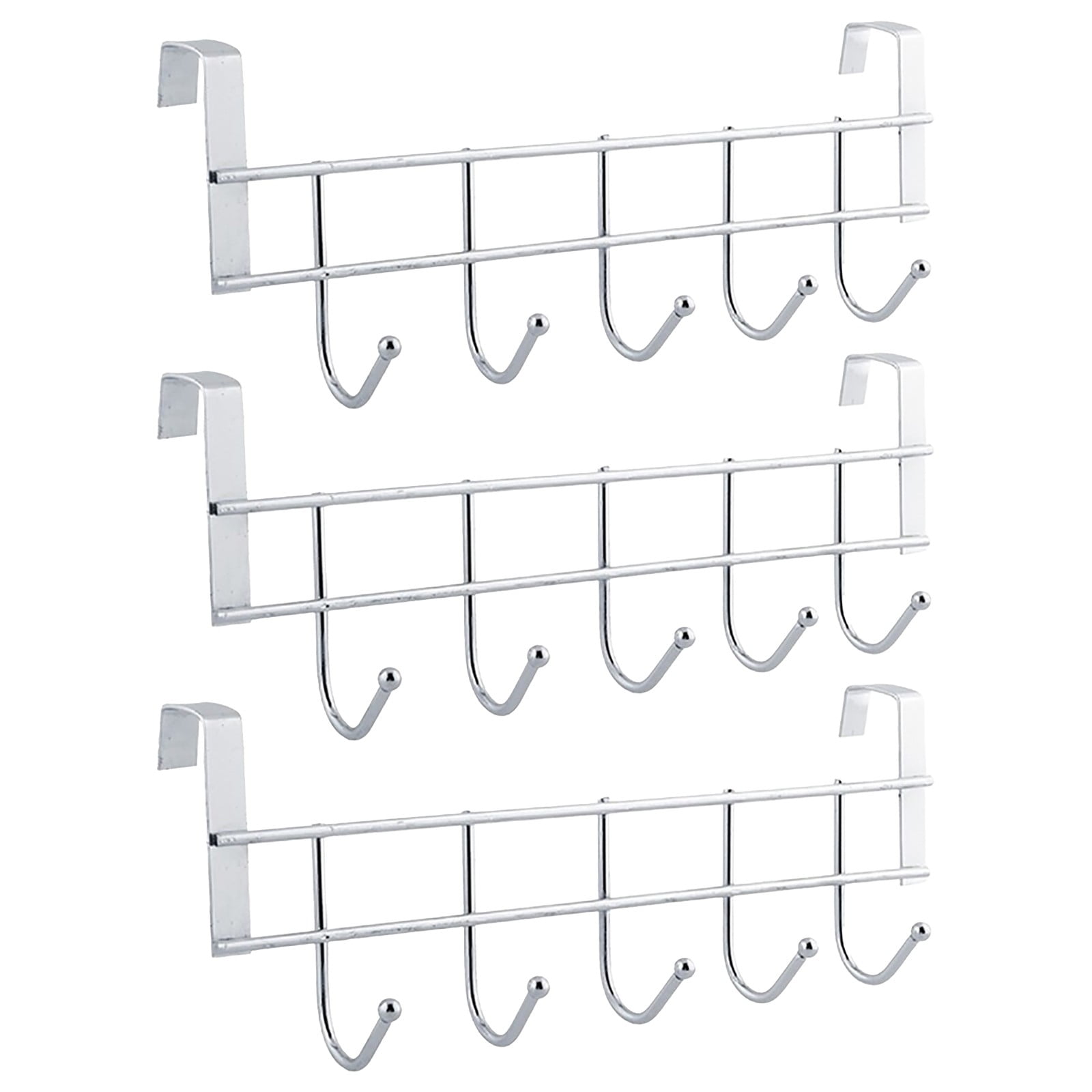 3Pc Stainless 5 Hooks Clothes Door Bathroom Hanger Hanging Loop ...