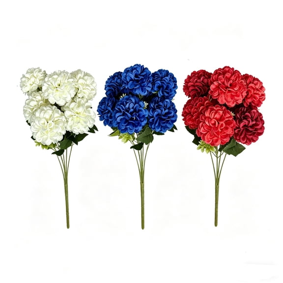 3Pc Tri-Color Mum Artificial Bouquet, Realistic 7-Headed Flower Design With Anti-Fade Petals, Faux Floral for Home Decor, Shooting Props, Party Layout and Holiday Flower Arrangement