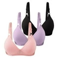 3Pc Womens Seamless Wireless Bras Wireless Adjustable Thin Straps Sports Bra Seamless Plunge
