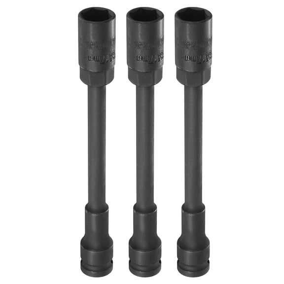 3Pcs 1/2" Drive 17mm Thin Wall 6 Point Deep Impact Socket Extra Long CR-V Steel